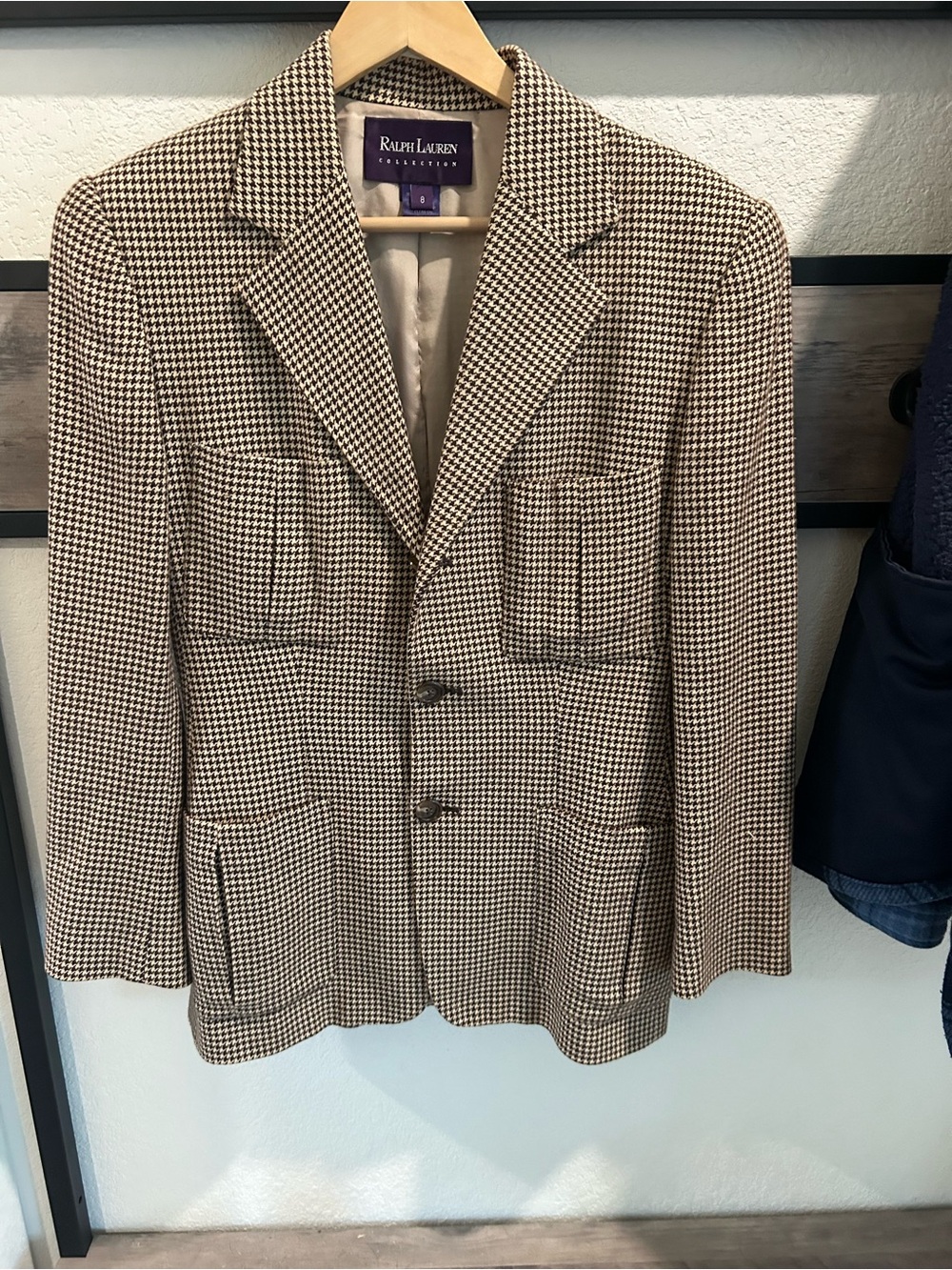 Polo by Ralph Lauren Brown and Cream Houndstooth Blazer